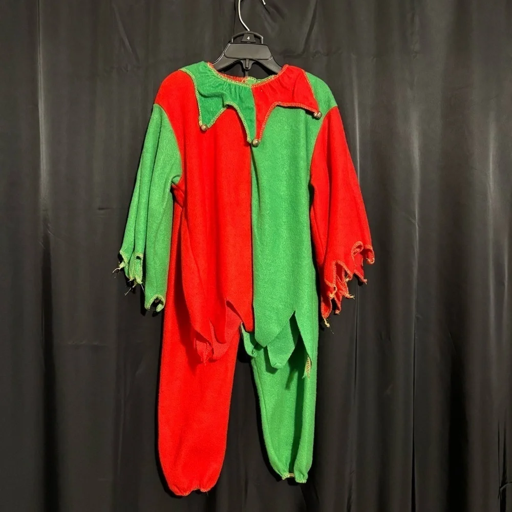 Unbranded Kids Red Green Elf Costume - top, elastic pants, hat w/bells and shoes